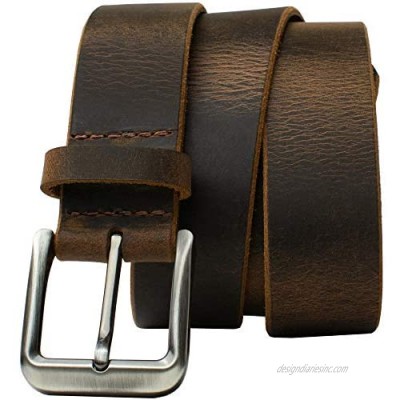 Roan Mountain Distressed Leather Belt -Brown USA Made Genuine Full Grain Leather with Certified Nickel Free Buckle