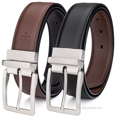 ToyRis Men's Belt Leather Reversible Belt 1 3/8" Wide  Mens Casual Dress Belt One for 2 Colors