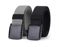 WHIPPY 2 Pack Elastic Stretch Belt for Men  Nickle Free Hiking Nylon Belt in YKK Buckle up to 51 Inches