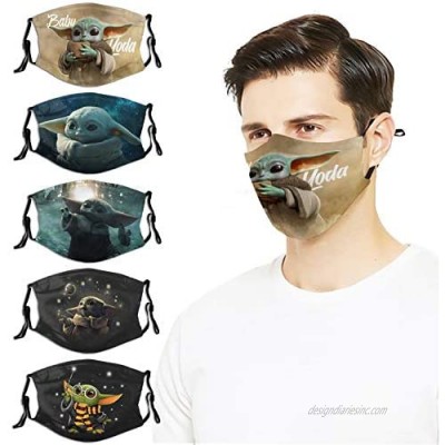 5PCS Face Cover Mask with 10 Fi-Lters Reusable Adjustable Washables Elastic Strap Mouth Cover for Adult Men Woman