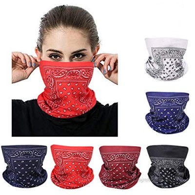 Bandanas Mask Outdoor Seamless Neck Gaiter Paisley Magic Headband Scarf Face Cover for Dust Wind High Elastic Multi Headwear with UV Resistance for Cycling Yoga Hiking Fishing Pack of 6
