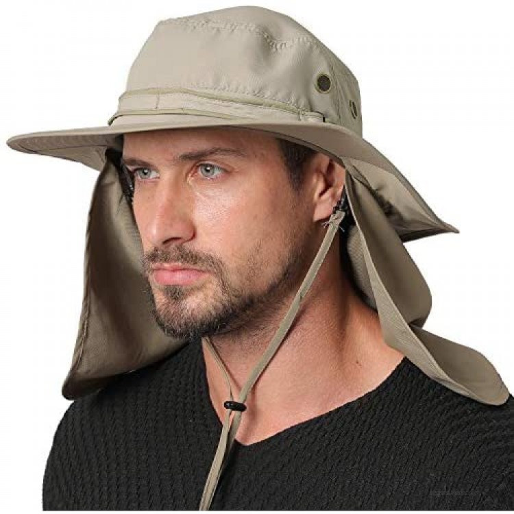 Jormatt Unisex Sun Hat with Neck Flap Cover Fishing Safari Cap Neck Protection UPF 50+
