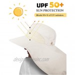 Womens Mens Hiking Fishing Hat Waterproof Nylon Wide Brim Hat with Large Neck Flap UPF 50+ Sun Protection Hats for Women&Men