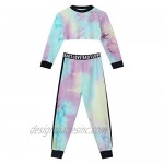 easyforever Kids Girls 2 Pcs Tie Dye Casual Sport Outfit Long Sleeves Sweatshirts Top with Pants Clothes Set