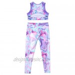 Huimingda Kids Girls Bra Crop Top Athletic Leggings Two Pieces Set Dance Sports Outfits Workout Fitness Yoga Tracksuit