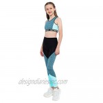 inhzoy Kids Girls Athletic Running Tracksuit Yoga Sportswear Workout Sports Top Leggings Pants Suit