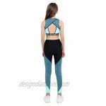inhzoy Kids Girls Athletic Running Tracksuit Yoga Sportswear Workout Sports Top Leggings Pants Suit