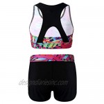 JanJean Kids Girls 2 Piece Ballet Jazz Active Dance Sports Outfit Top with Shorts Set for Gymnastics Leotard Dancewear