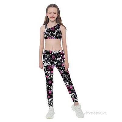MSemis Kids Girls Two-Piece Ballet Dance Gymnastics Leotard Sports Outfits Tank Top with Bottom/Pants Set