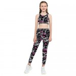 winying Child Girls Athletic Crop Tops Leggings Set 2 Pieces Summer Workout Tracksuit Gym Yoga Dance Sports