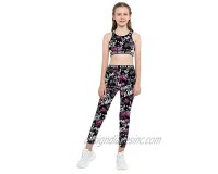 winying Child Girls Athletic Crop Tops Leggings Set 2 Pieces Summer Workout Tracksuit Gym Yoga Dance Sports