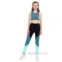 Yartina Kids Girls Sports Sets Athletic Dance Dancewear Gymnastics 2Pcs Racer Back Crop Tops with Booty Shorts