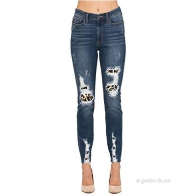 Judy Blue New Leopard Patch Jean! Dark Denim  Great Fit  Super Soft  Skinny Jean