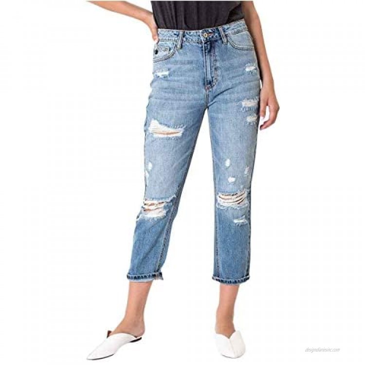 Kan Can Women's High Rise Mom Jeans