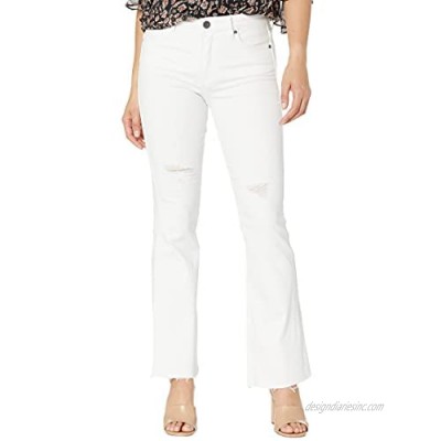 KUT from the Kloth Stella High-Rise Fab Ab Flare w/Raw Hem in Optic White